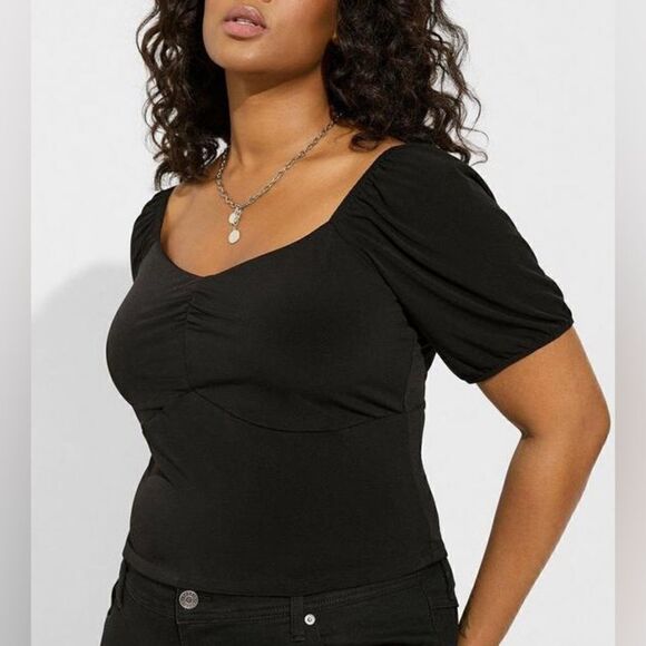 torrid Tops - Torrid Studio Knit Sweetheart Smocked Back Stretch Crop Top Size 1X